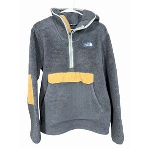 The North Face Campshire‎ Anorak Hoodie Deep Pile Sherpa Fleece Gray Khaki M